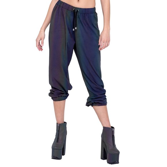 Reflective Joggers with Drawstring Elastic Waist Unisex - Picture 3 of 14
